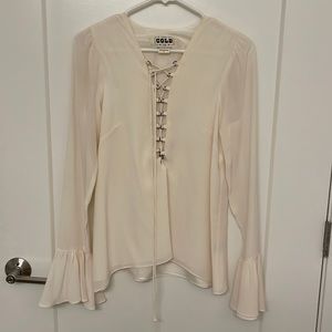 Stone cold fox silk lace up blouse